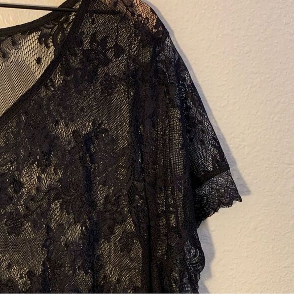 TORRID LACE TOP Stretch Sheer Babydoll High Low Women 30, 6X Black Short - Picture 6 of 15
